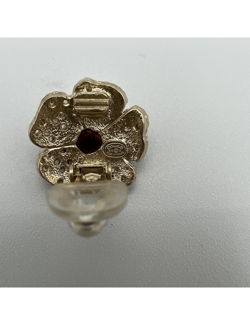 Clips CHANEL camélia strass