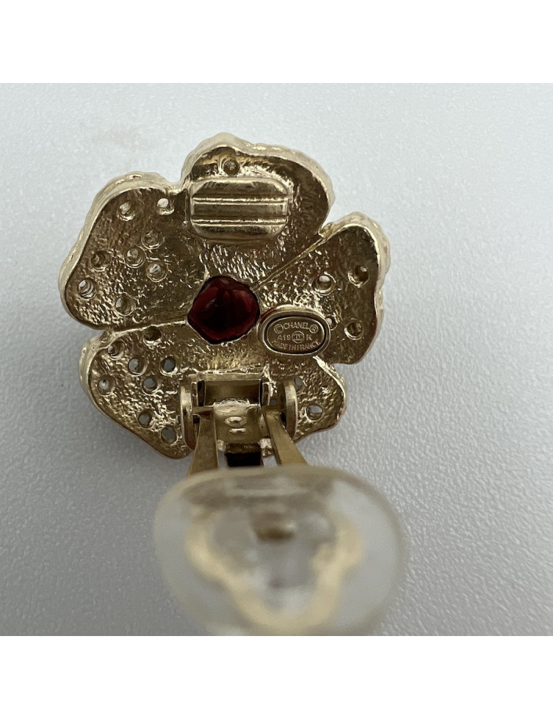 Clips CHANEL camélia strass