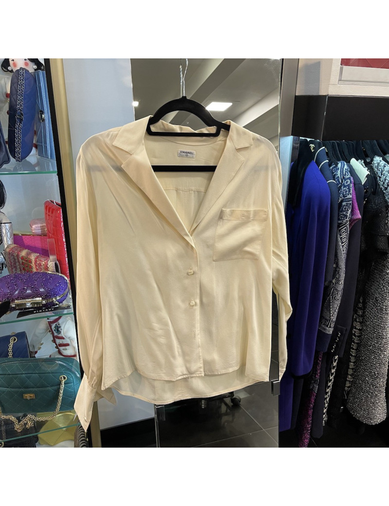 Chemisier CHANEL soie beige