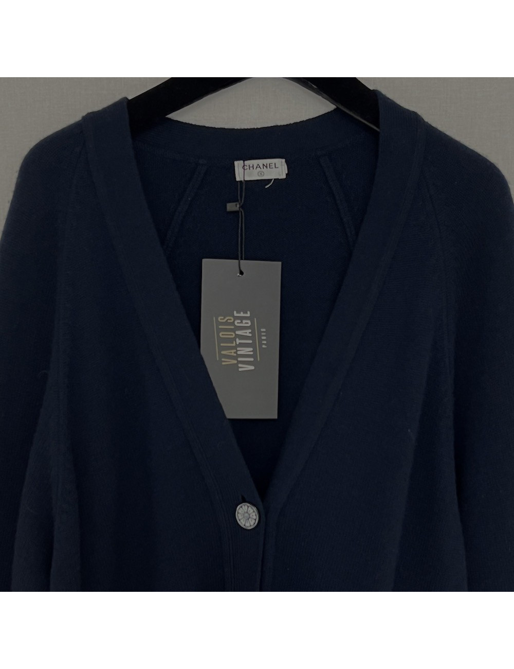 CHANEL long blue cashmere cardigan