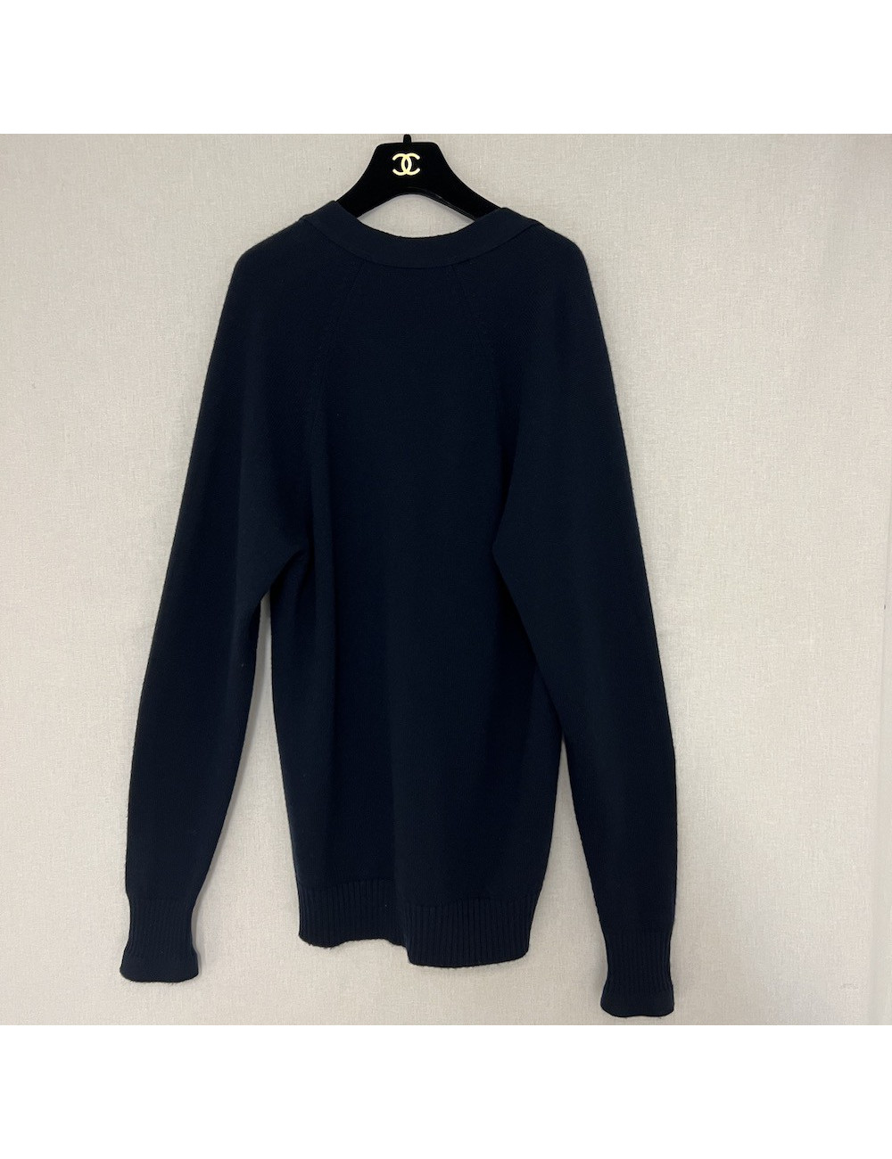 CHANEL long blue cashmere cardigan