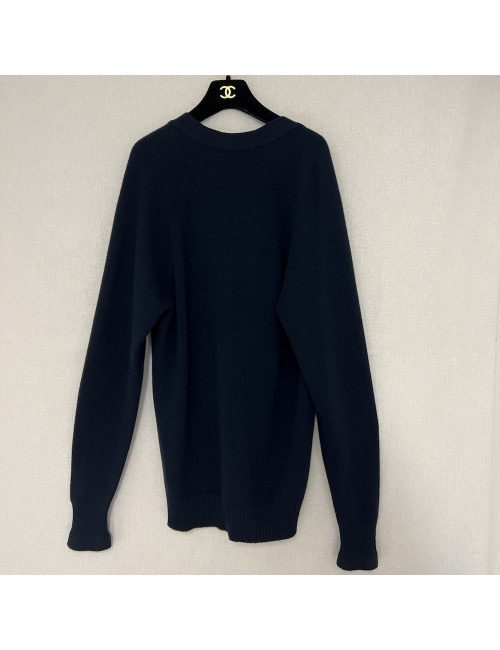 CHANEL long blue cashmere cardigan