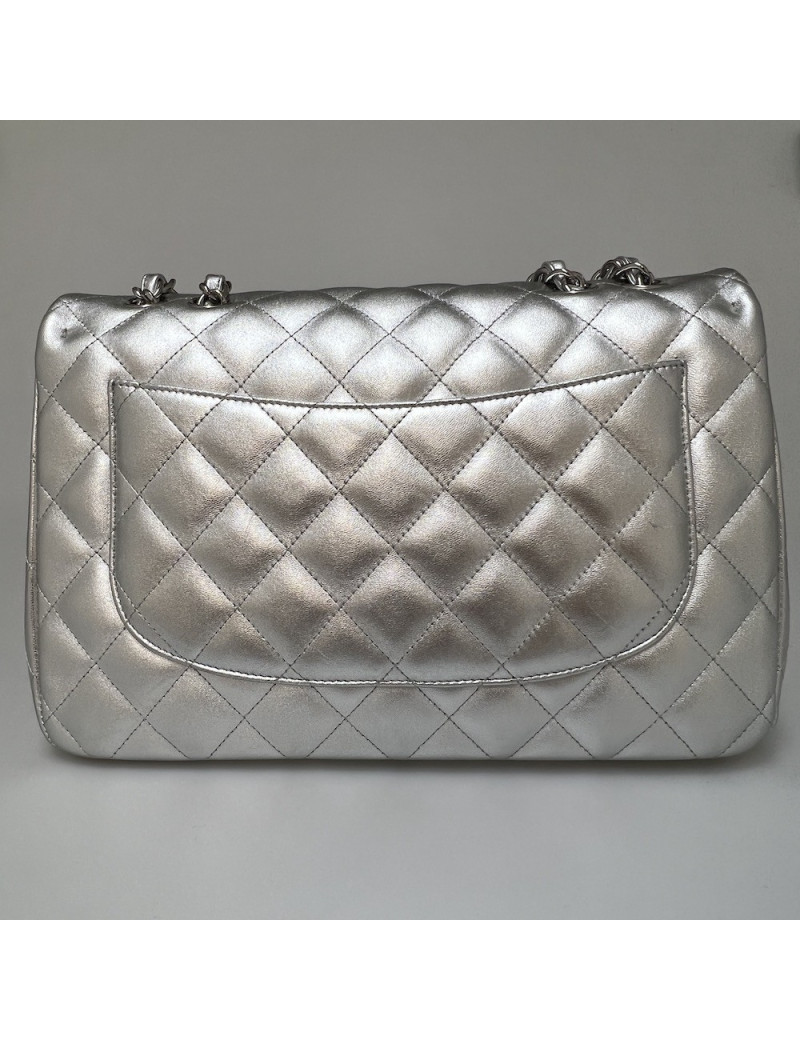 Jumbo CHANEL cuir argent