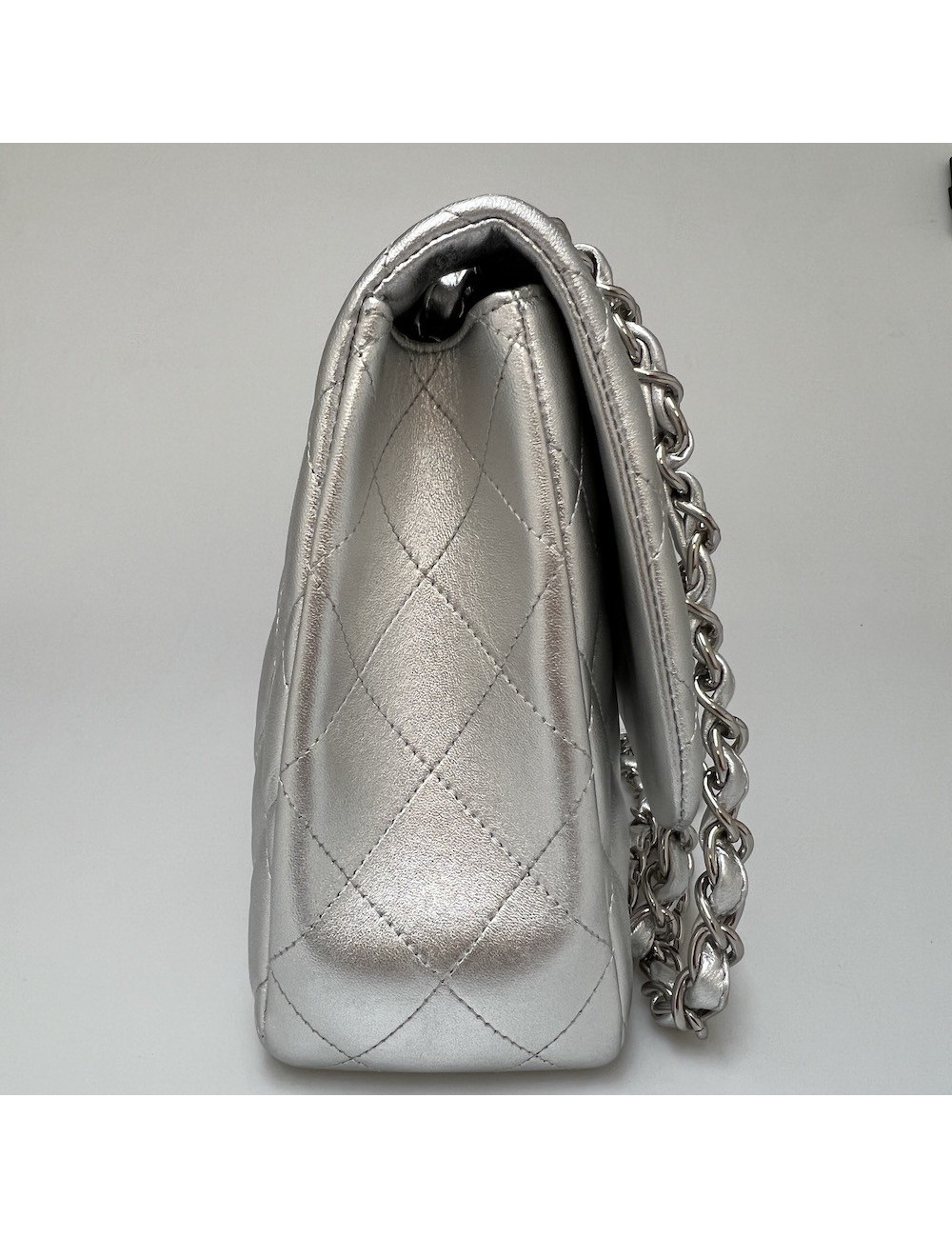 Jumbo CHANEL cuir argent