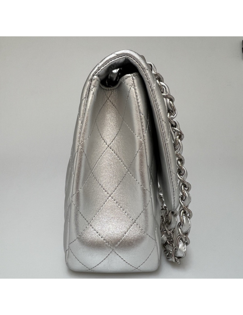 Jumbo CHANEL cuir argent