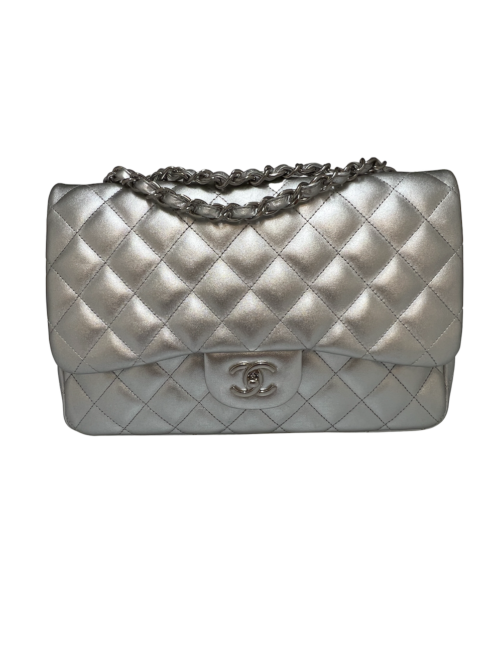 Jumbo CHANEL cuir argent