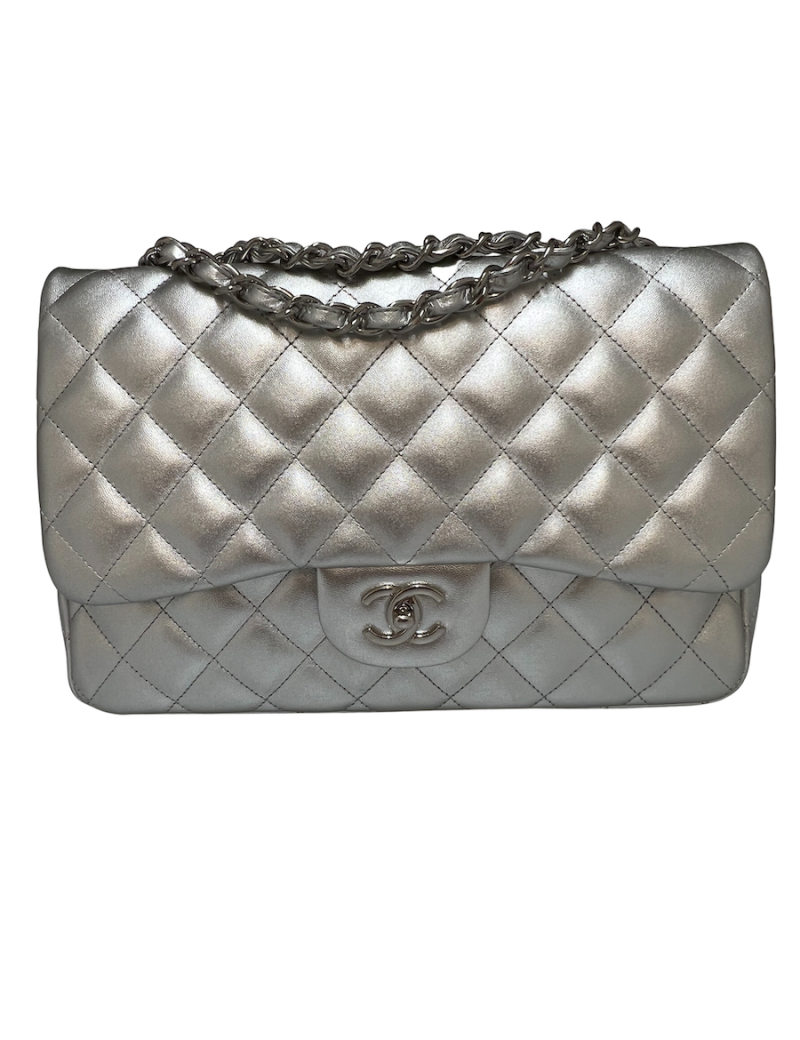 Jumbo CHANEL cuir argent