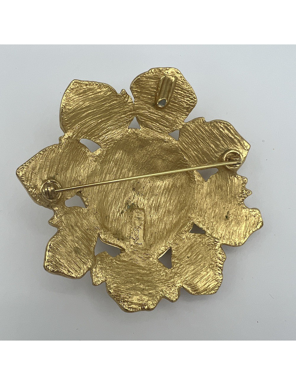 YSL SAINT LAURENT vintage gilded brooch