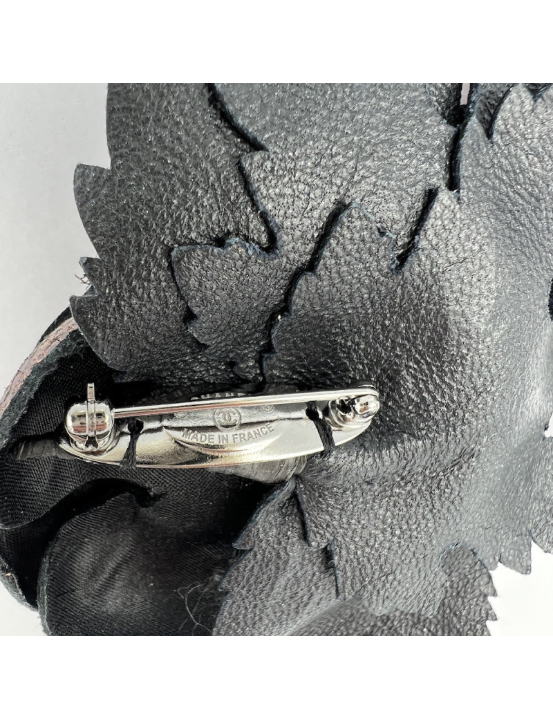 CHANEL Camellia Brooch in Moiré Leather - Superb Authentic Occasion