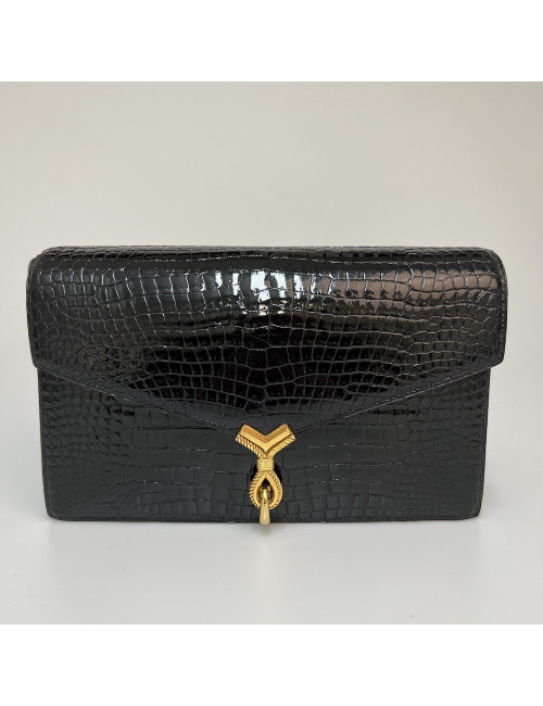 Sac HERMES crocodile porosus noir 