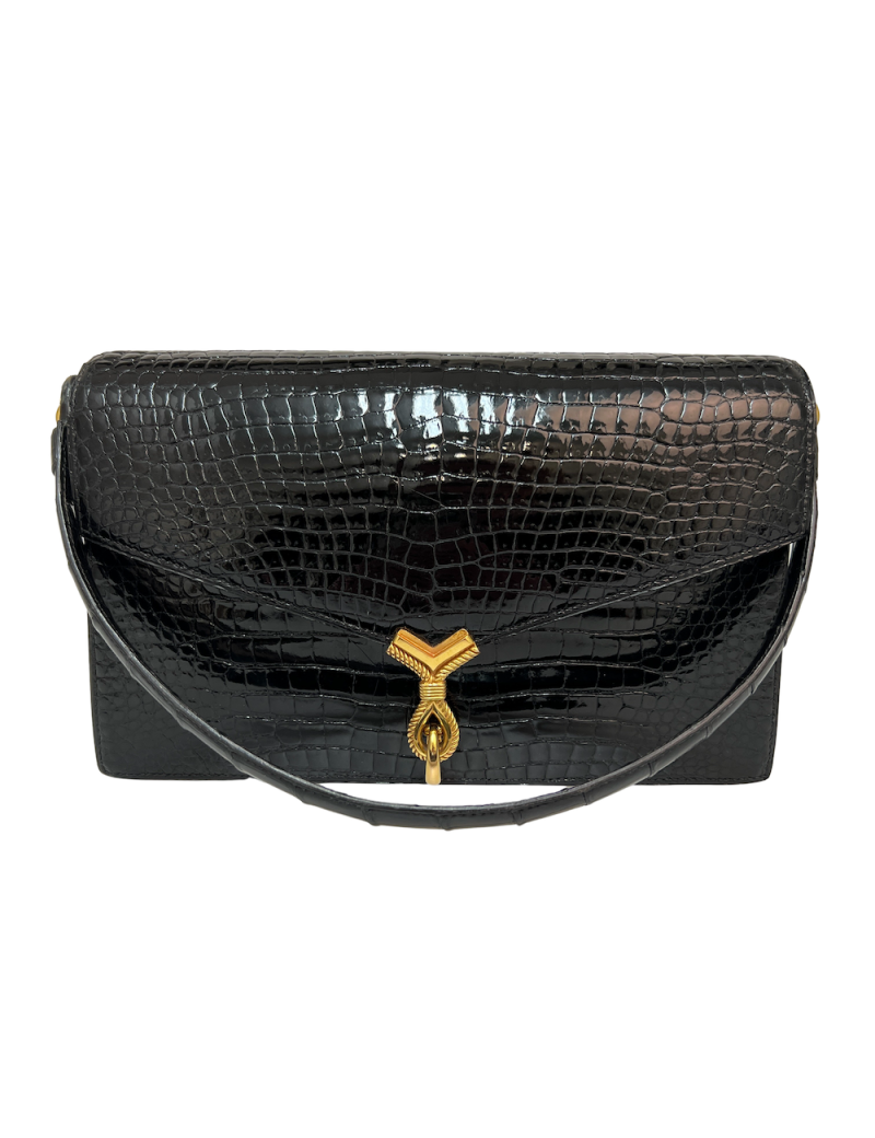 Sac HERMES crocodile porosus noir 