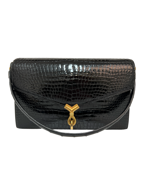 Sac HERMES crocodile porosus noir 