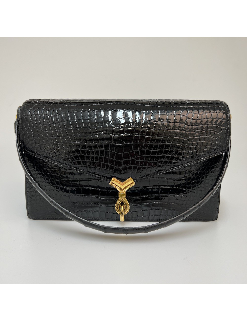 Sac HERMES crocodile porosus noir 