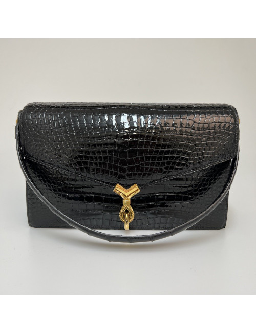 Sac HERMES crocodile porosus noir 