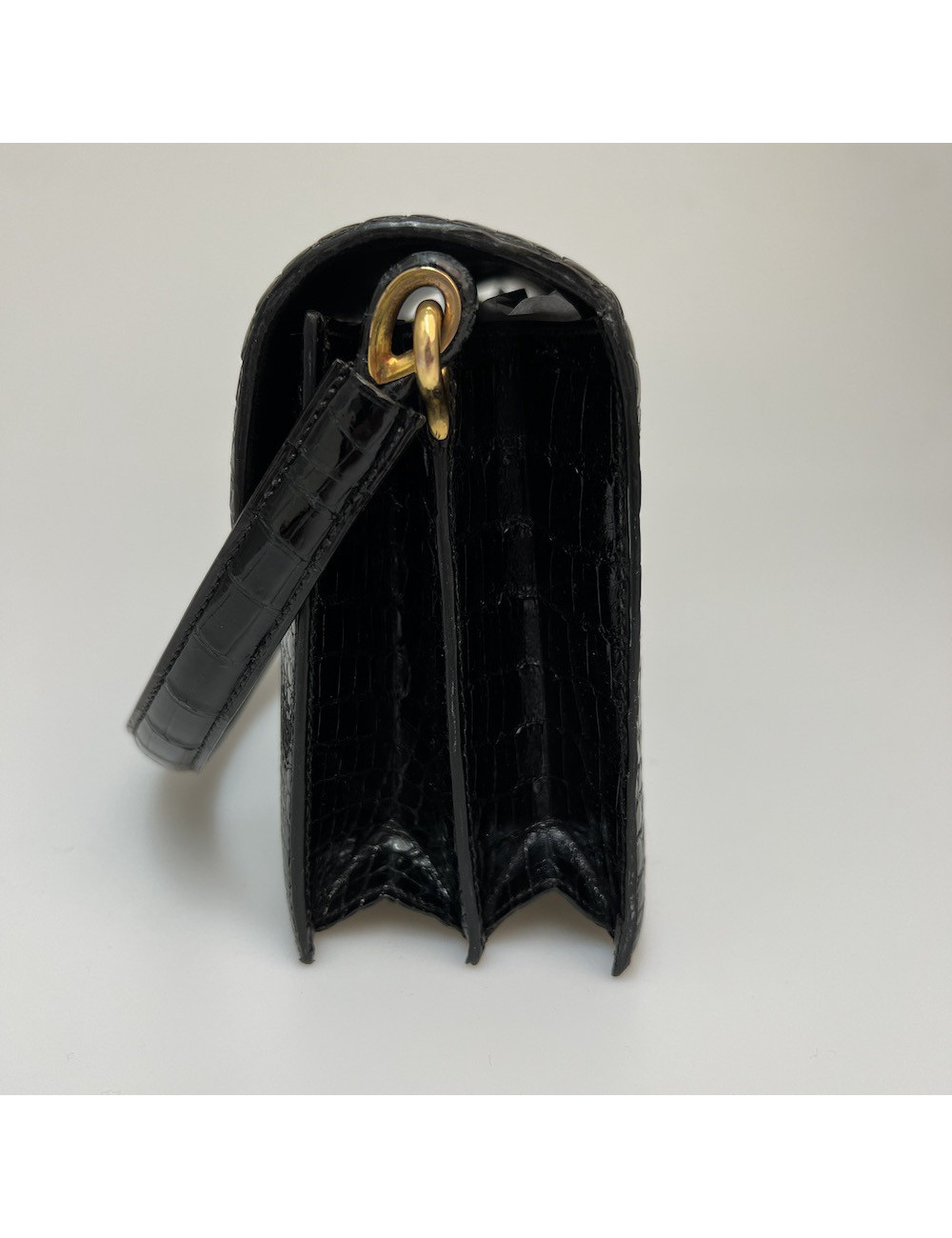 Sac HERMES crocodile porosus noir 