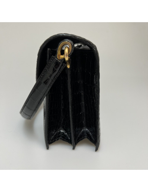 Sac HERMES crocodile porosus noir 