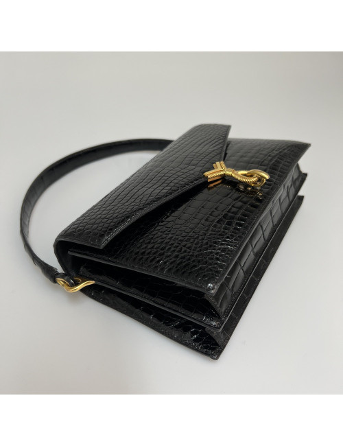Sac HERMES crocodile porosus noir 