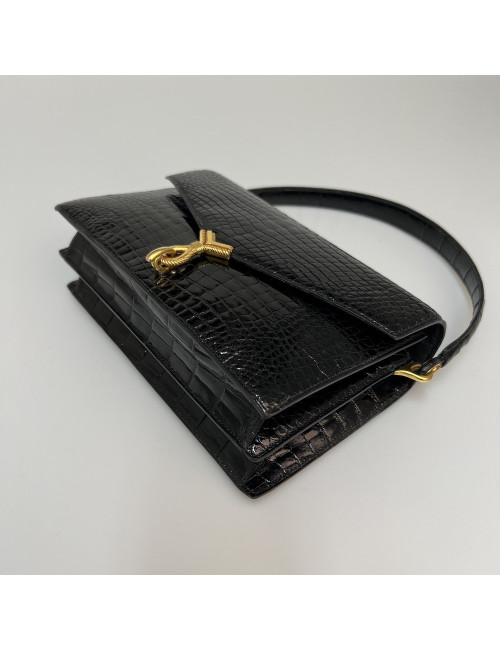 Sac HERMES crocodile porosus noir 