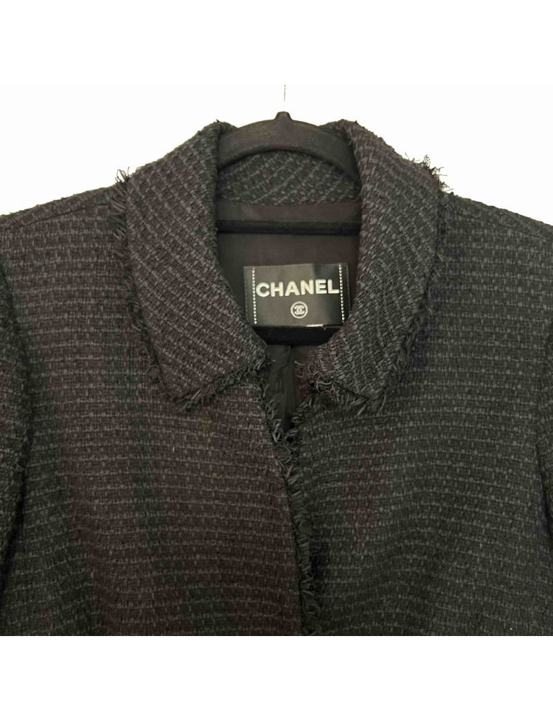 Veste CHANEL T38 tweed noir