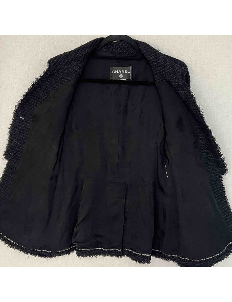 Veste CHANEL T38 tweed noir