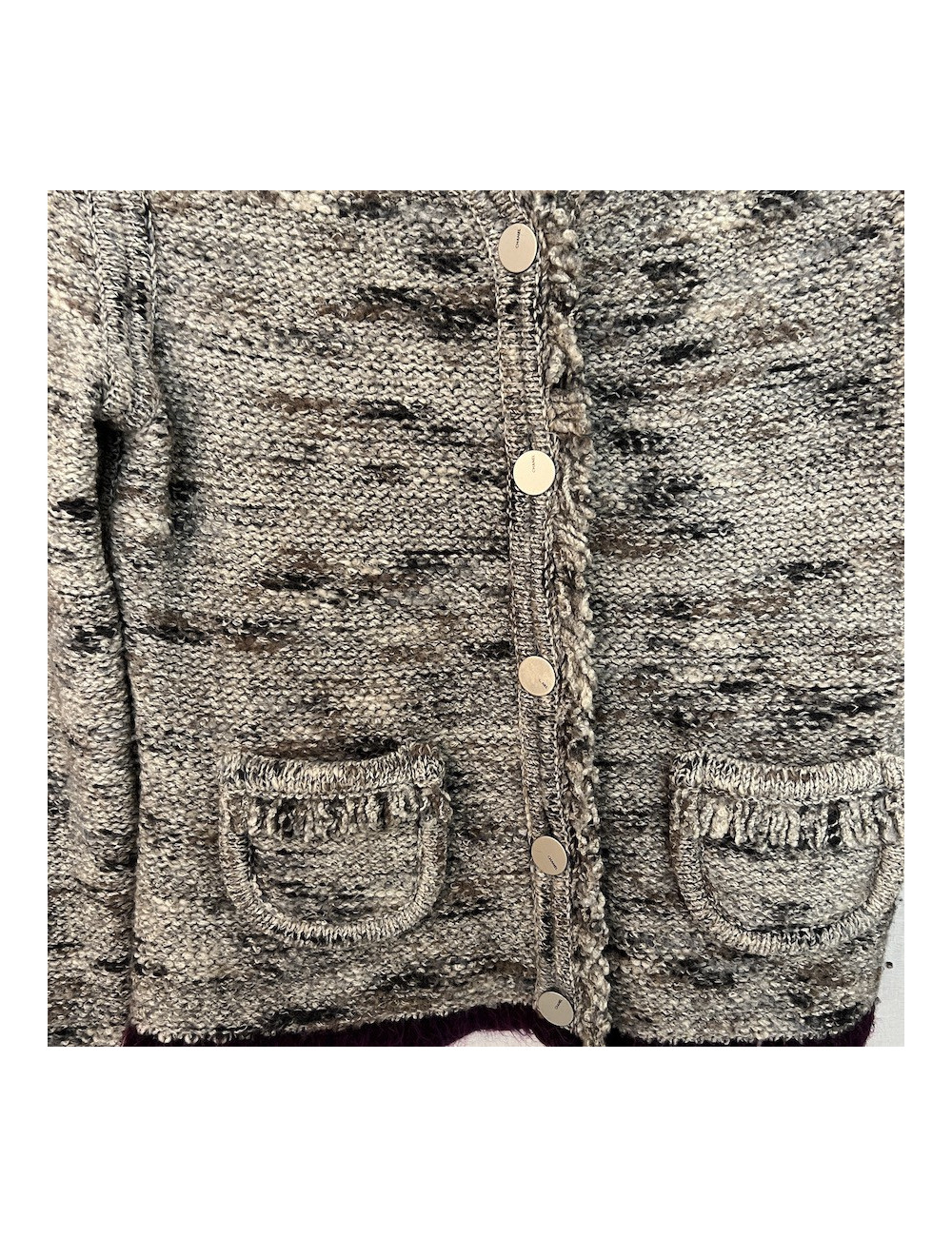 CHANEL gray wool jacket T42 - Occasion Certified Authentic