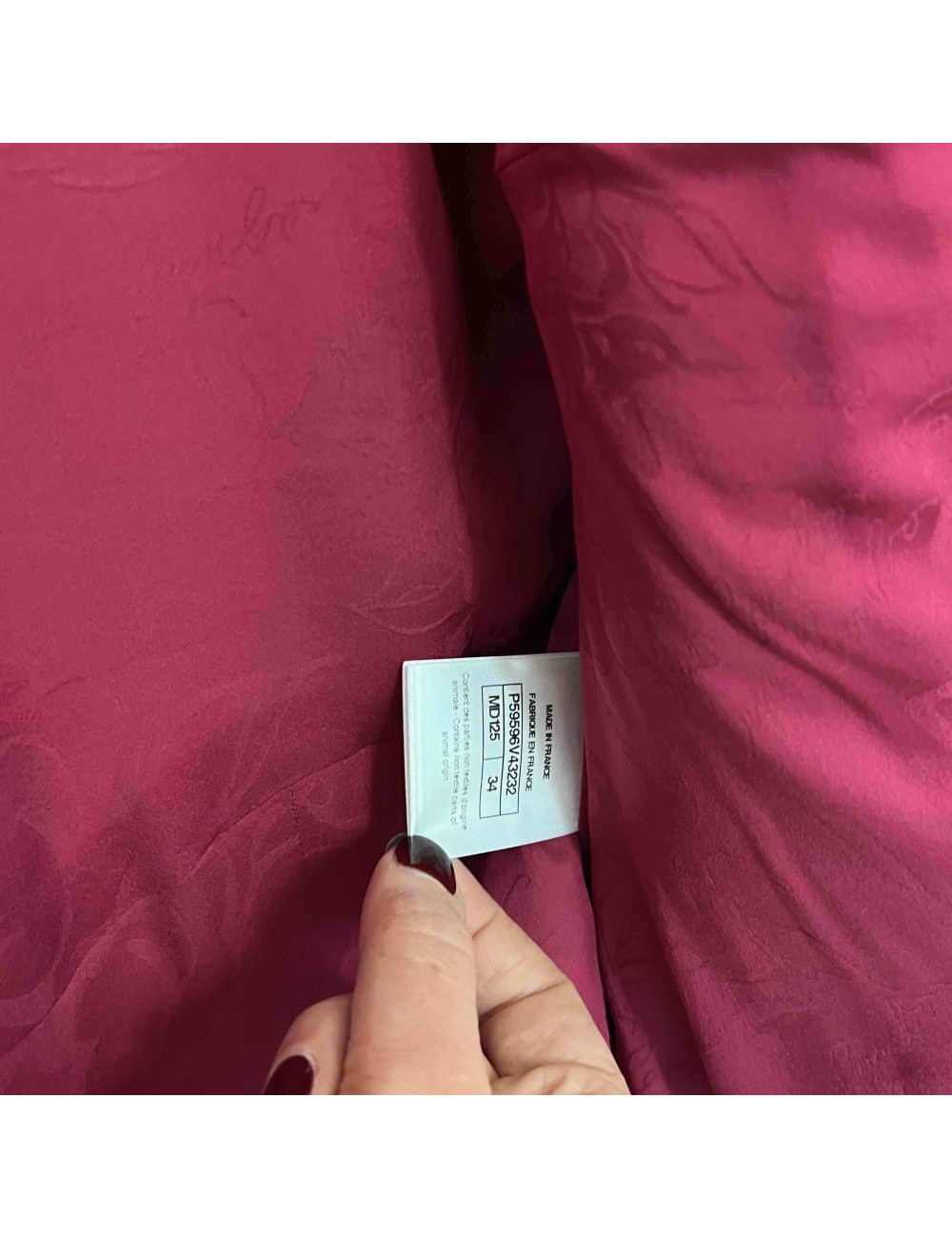 Veste CHANEL T34 laine framboise