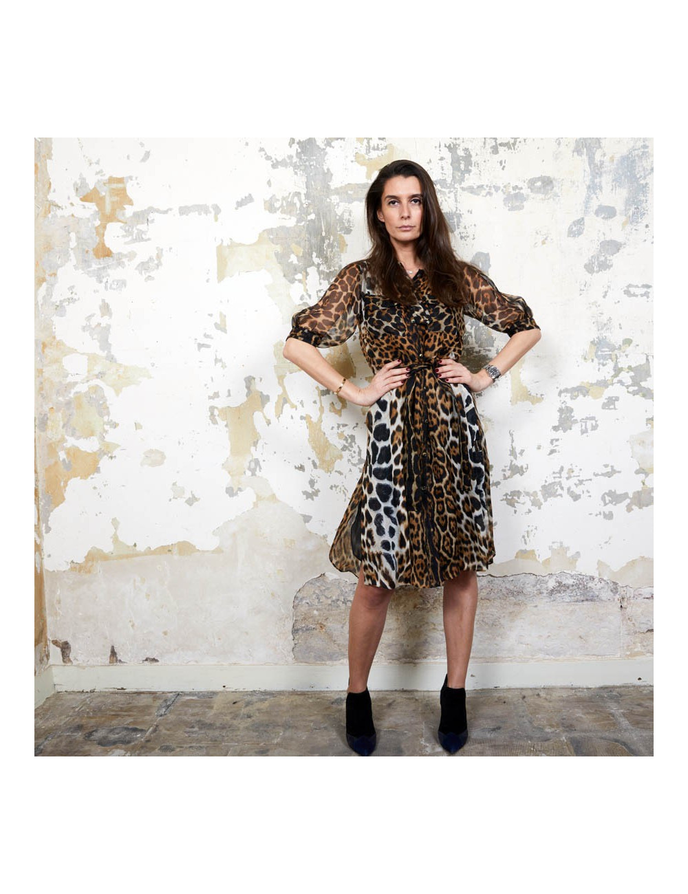 Robe YSL SAINT LAURENT T36 oie léopard