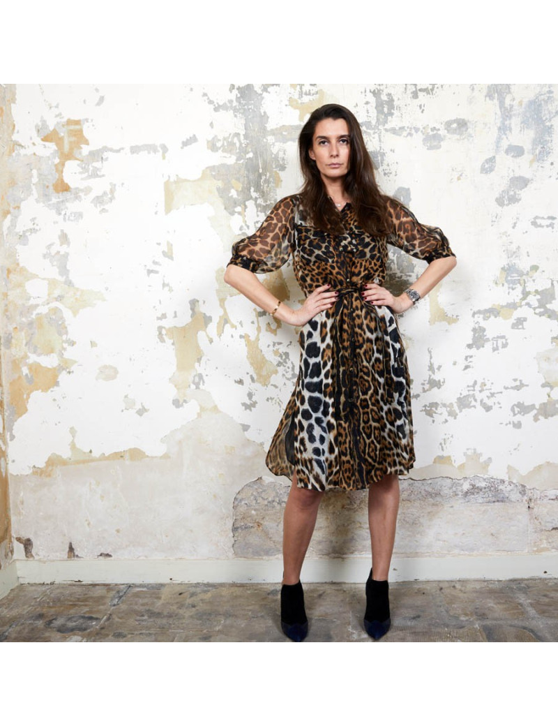 Robe YSL SAINT LAURENT T36 oie léopard