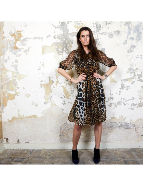 Robe YSL SAINT LAURENT T36 oie léopard