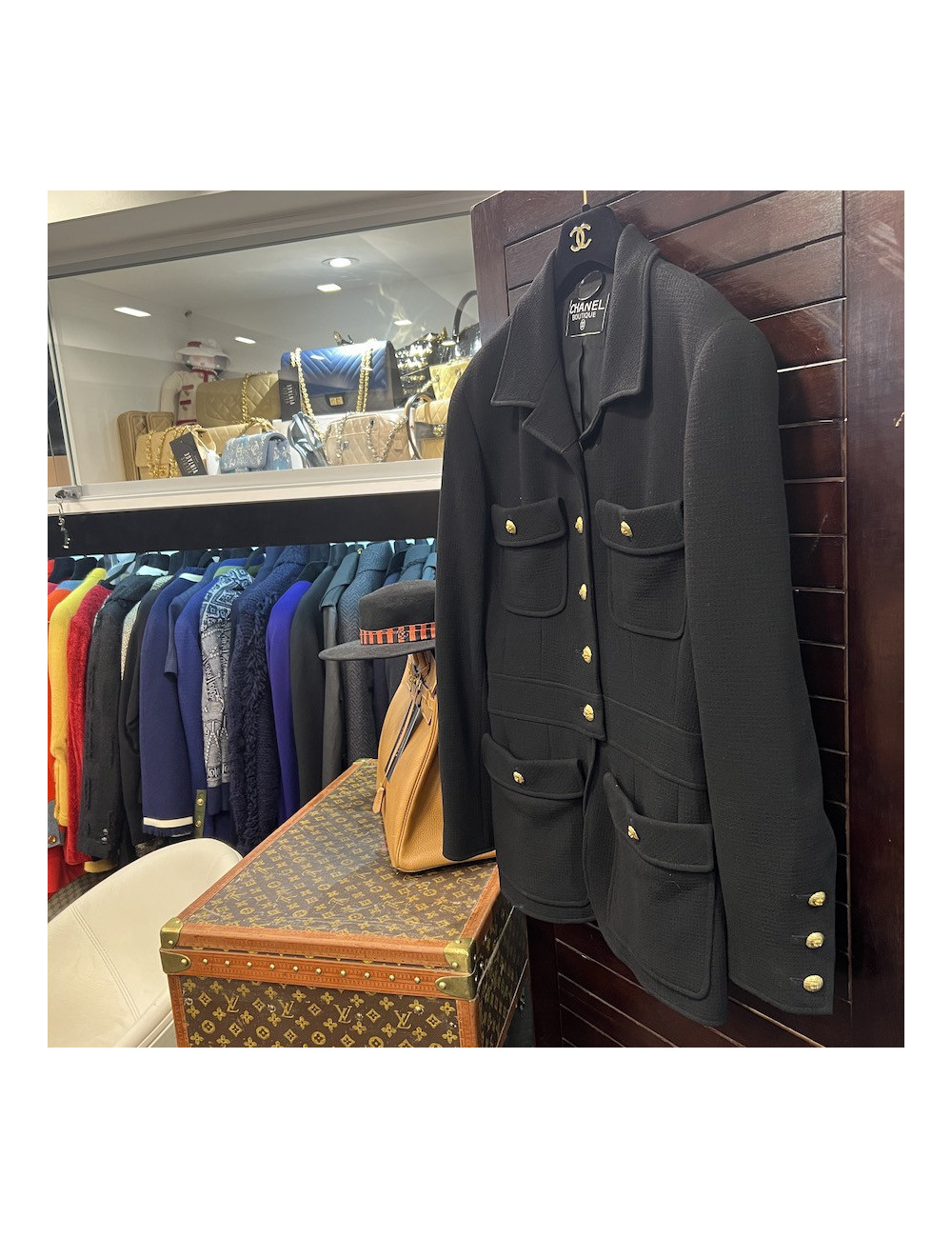 Veste CHANEL T42 tweed noir Vintage