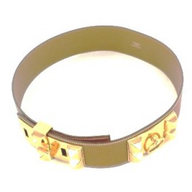 Belt HERMES t70 camel dog collar and gold metal