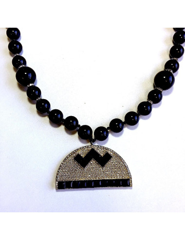 Sautoir KENNETH J LANE perles noires et strass 2