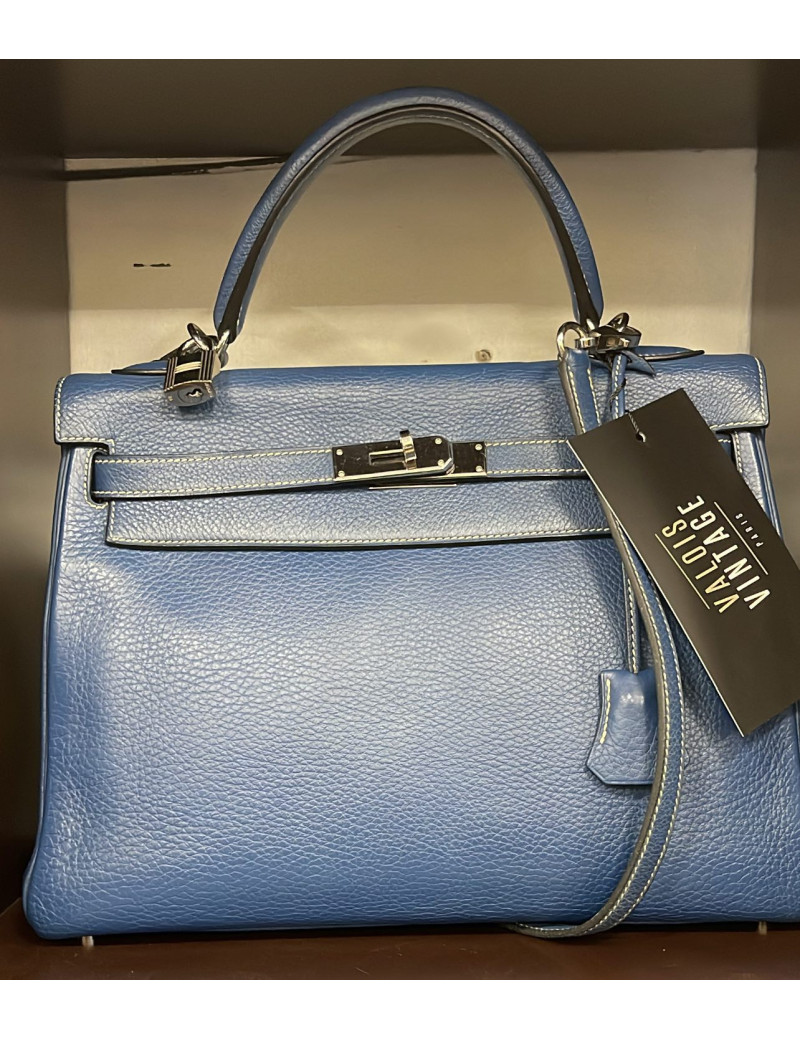 Sac Kelly 32 Taurillon Clémence bleu