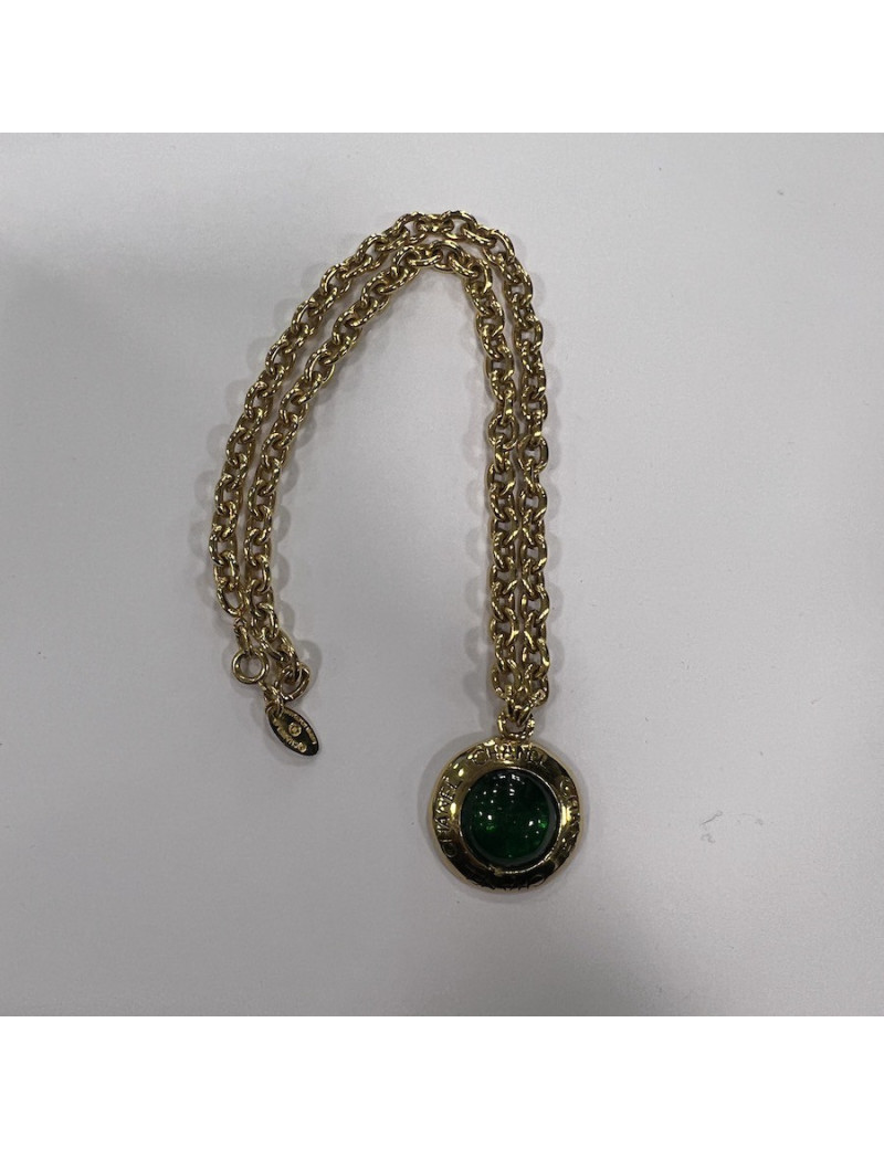 Collier CHANEL pâte de verre emeraude