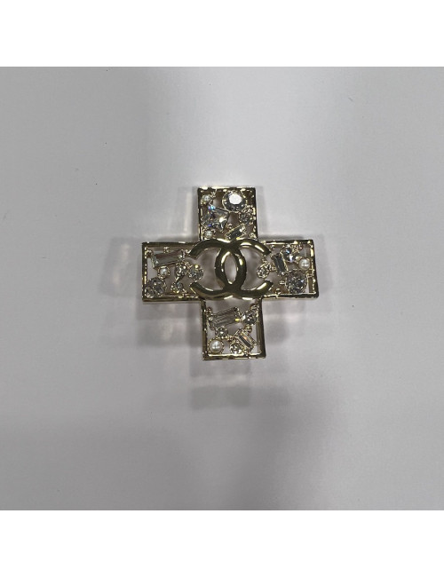 Broche CHANEL croix sertie brillants