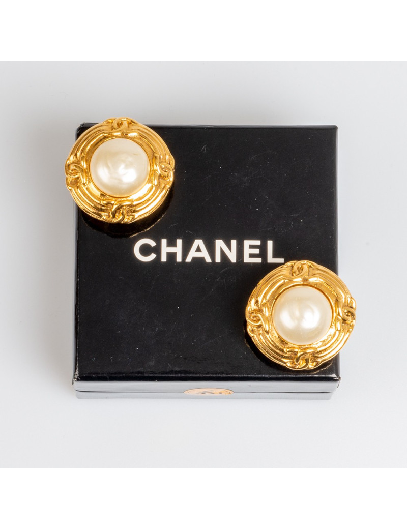 CHANEL Vintage Round Clip-0n Earrings - Occasion Certified Authentic