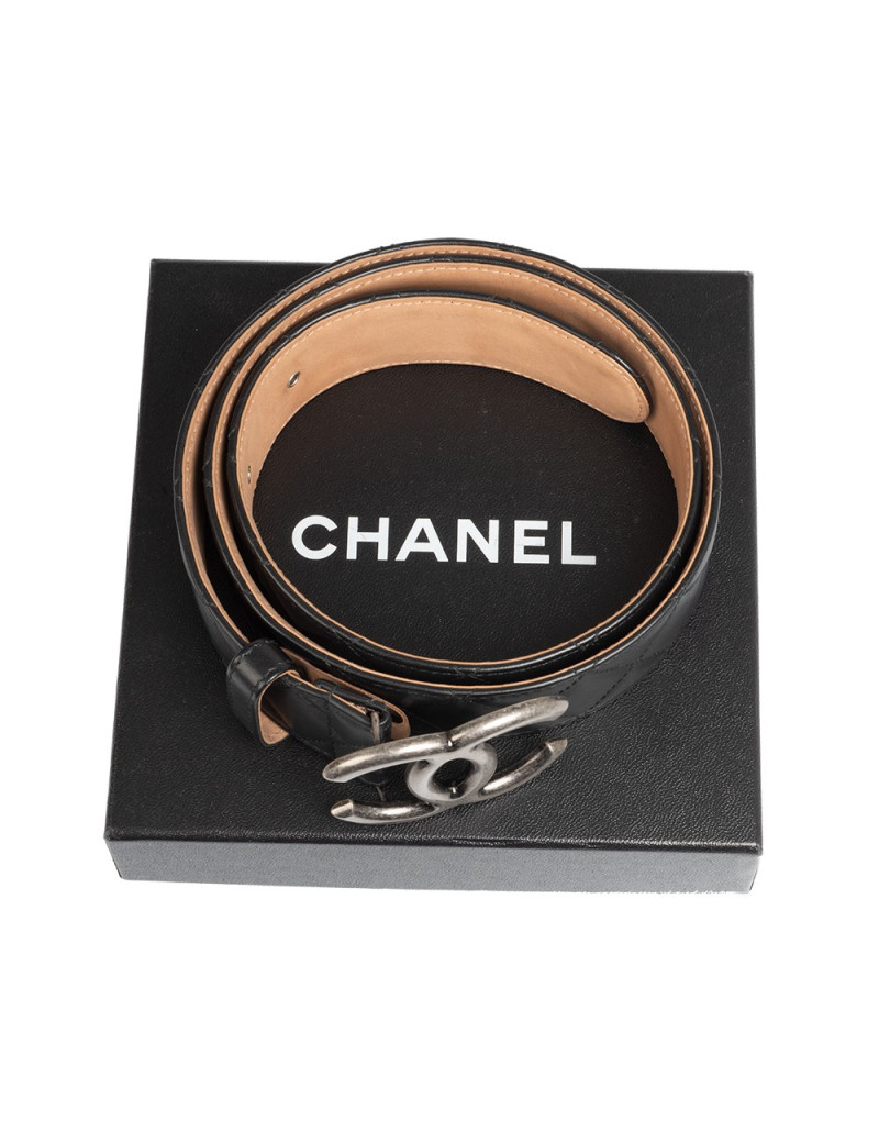 Ceinture T90 CHANEL cuir matelassé noir