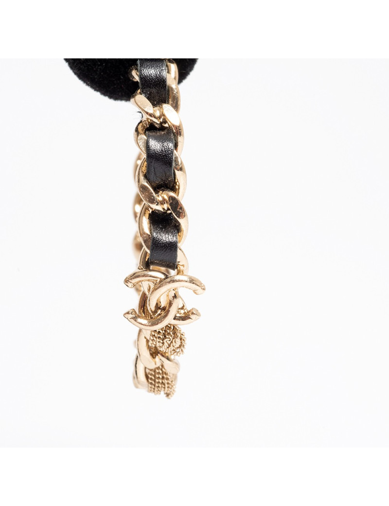Créoles CHANEL dorées métal et cuir