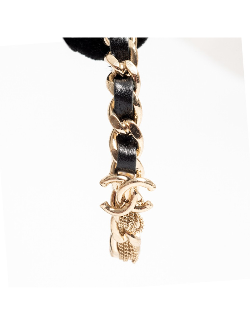 Créoles CHANEL dorées métal et cuir