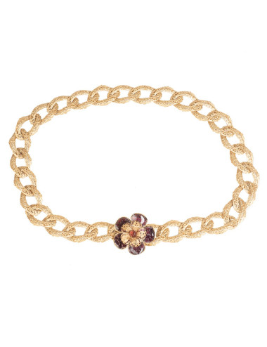 Ceinture CHANEL fleur pâte de verre amethyste