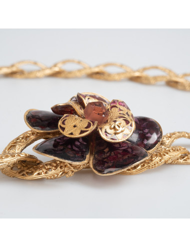 Ceinture CHANEL fleur pâte de verre amethyste 2