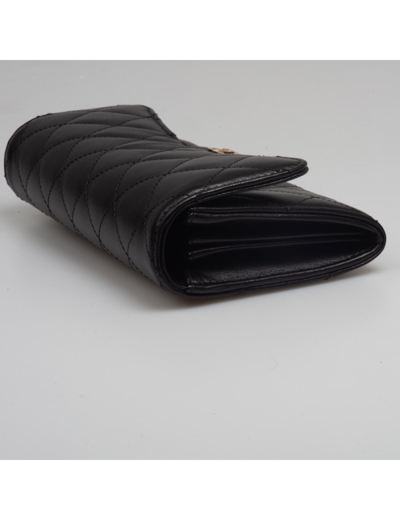 Porte-monnaie CHANEL cuir matelassé noir