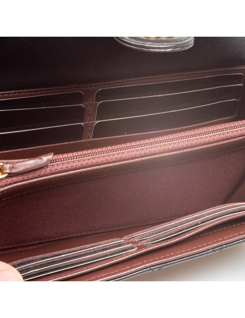 Porte-monnaie CHANEL cuir matelassé noir