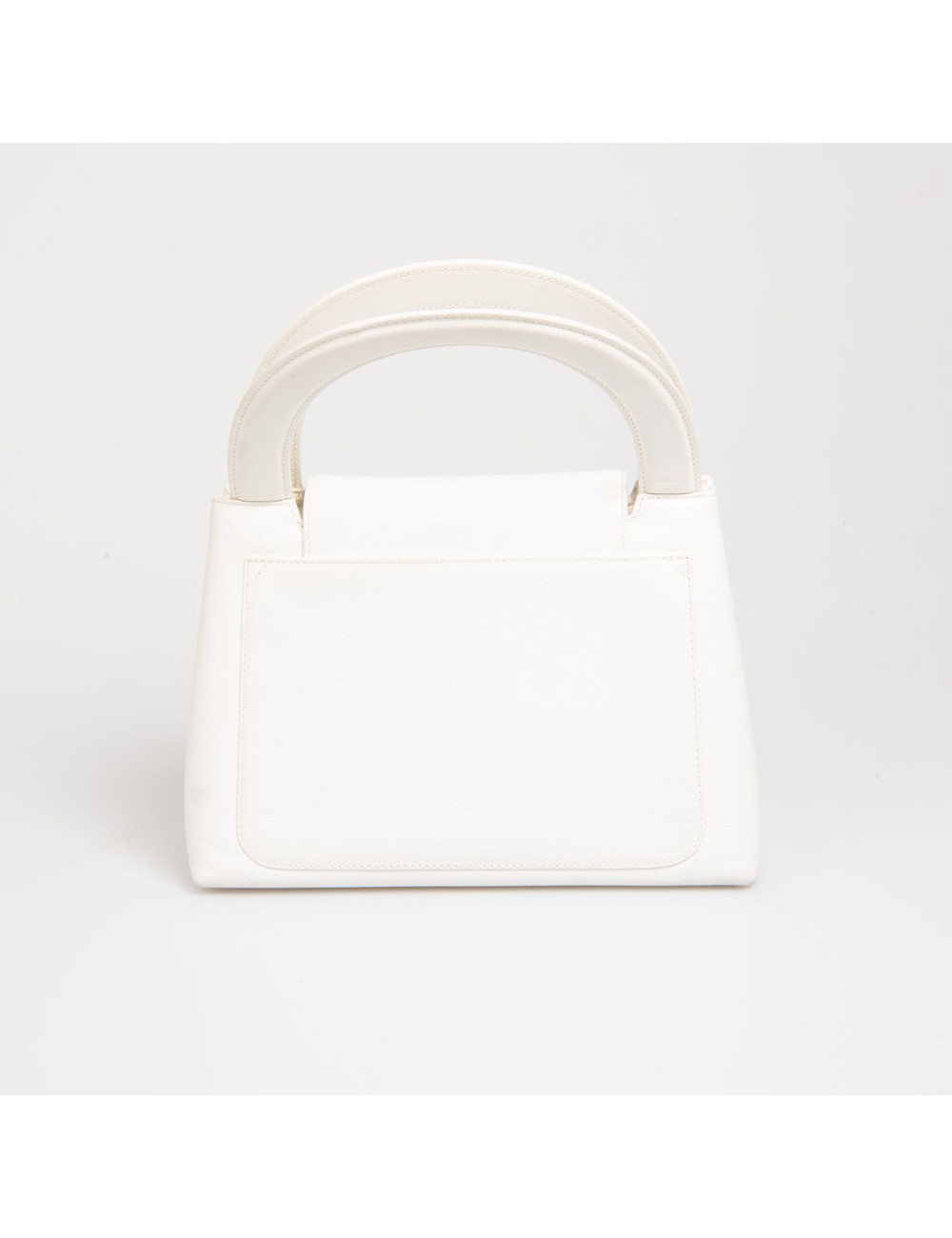 Sac à main CHANEL cuir grainé blanc Vintage