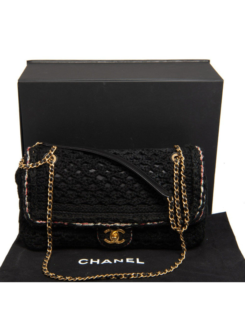 Sac CHANEL crochet noir