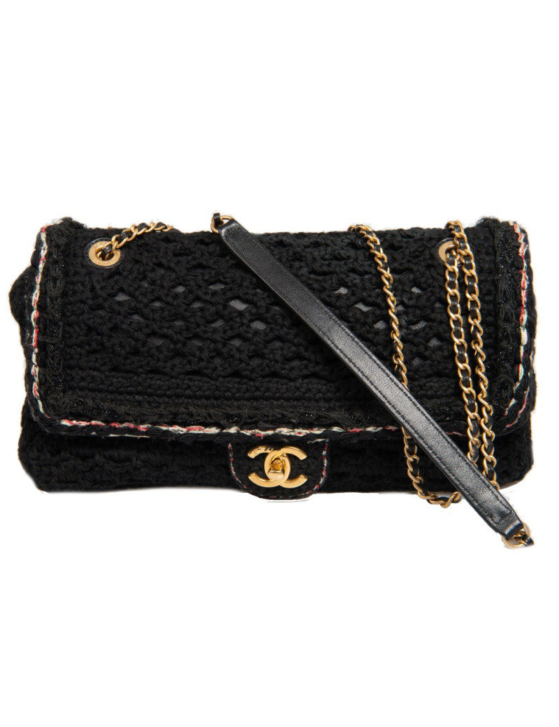 Sac CHANEL crochet noir