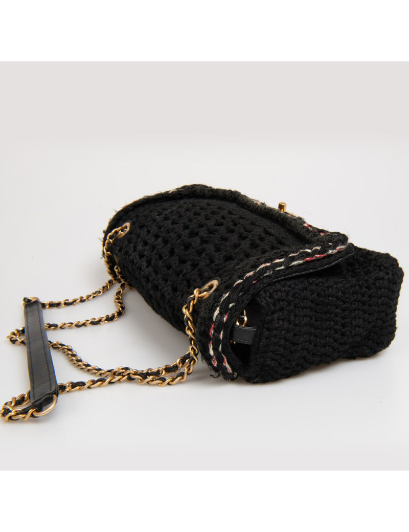 Sac CHANEL crochet noir