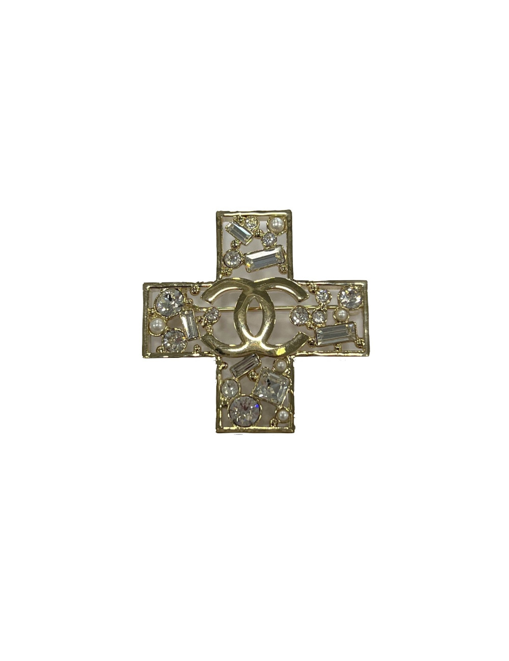 Broche CHANEL croix sertie brillants
