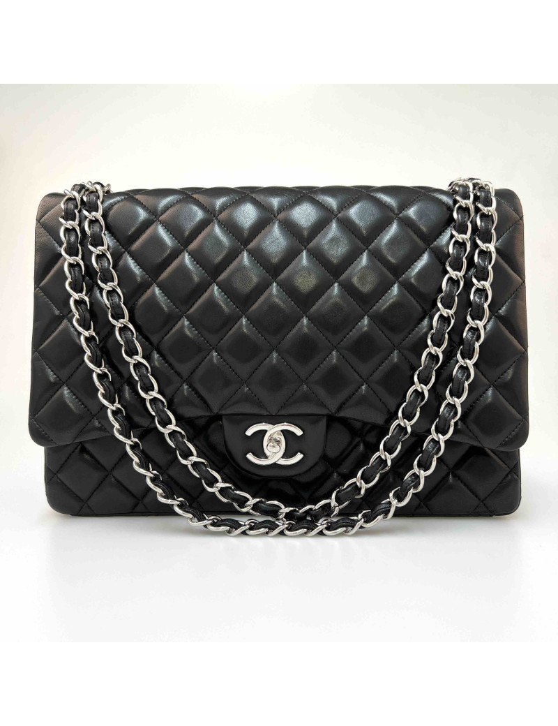 Maxi Jumbo CHANEL cuir d'agneau noir