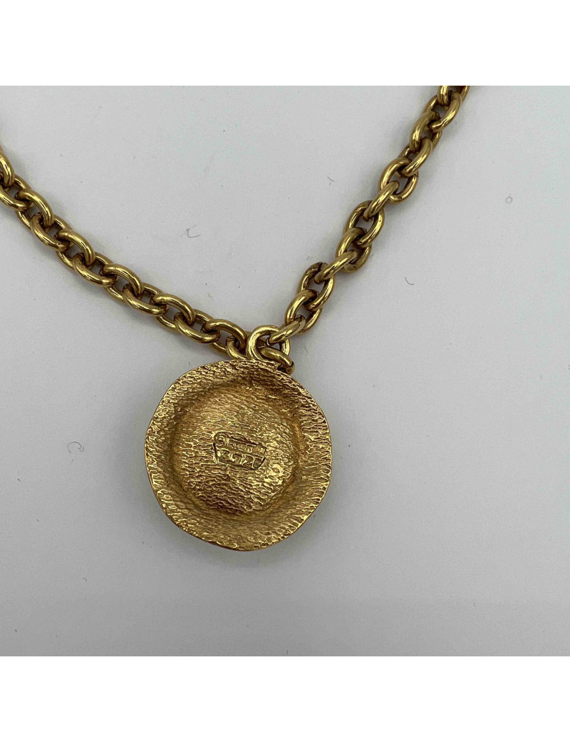 Collier CHANEL pâte de verre emeraude